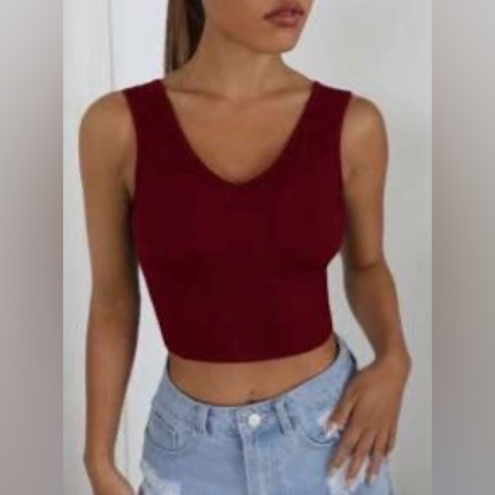 Shein Cropped V Neck Tank Top
